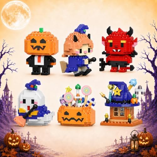 Halloween Advent Calendar 6 Days, Mini Building Blocks Set with Figures
