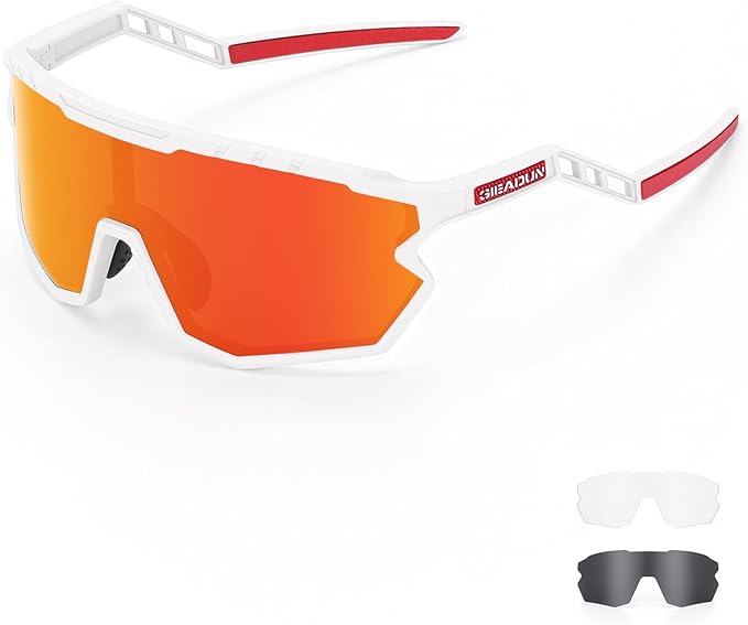 Sports Sunglasses Cycling Glasses Pink Polarized Glasses Baseball glasses with 3 lenses,Fishing,Ski Running Golf