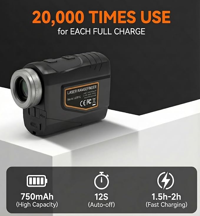 MIKOSI Golf Range Finder with Slope, 0.03s Pin Lock Vibration Golf Laser Rangefinder, 1200 Yards Rechargeable Golf Rangefinder with 90% Ultra-Clear Lens, Magnet, IP54 Waterproof