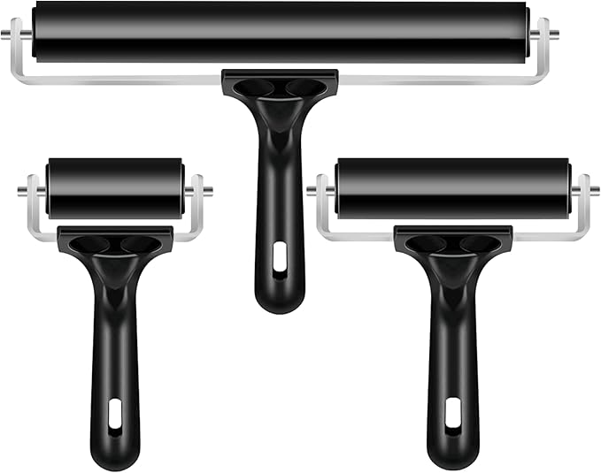 3 Pack Brayer Rollers for Crafting, Vinyl Rubber Roller Brayers, Printmaking - Image 8