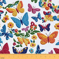 Colorful Butterfly Upholstery Fabric for Chairs Boho Floral Outdoor Fabric by The Yard 109"x63", Rustic Aesthetic Animal Country Beetles DIY Craft Hobby Polyester Fabric