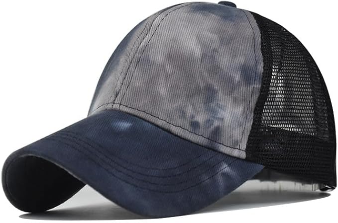 Criss Cross Hat Washed Distressed Baseball Cap Ponytail Hat High Messy Bun Ponycap for Women
