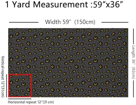 Feelyou Halloween Theme Soft Flannel Fabric by The Yard Kids 1 Yard Pumpkin Lantern Upholstery Fabric for Chairs Bat Black Animal Trick or Treat for Home DIY Projects, Indoor Decor