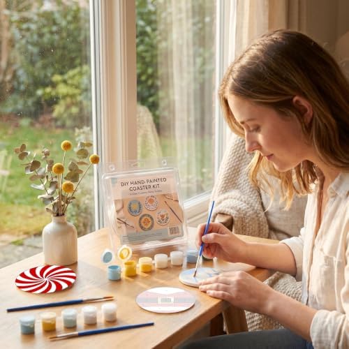 8 Pack Christmas Paint by Numbers Kits Coasters with Holder Cork Pads