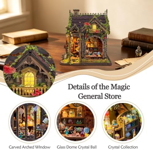 3D Wooden Puzzle for Adult Magic DIY Miniature House Kit with LED