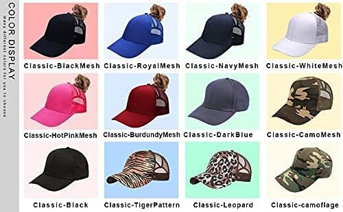 Criss Cross Hat Washed Distressed Baseball Cap Ponytail Hat High Messy Bun Ponycap for Women