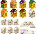 Fennoral 14 Pack Wooden Pumpkin House Craft for Kids - DIY Paint 3D Pumpkin House Art and Craft for Halloween Party Decoration