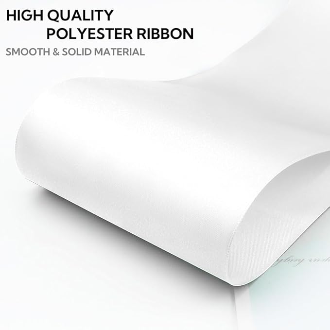 4 Inch 25 Yard Wide Satin Ribbon White, Solid Fabric Large Ribbon Roll - Image 3
