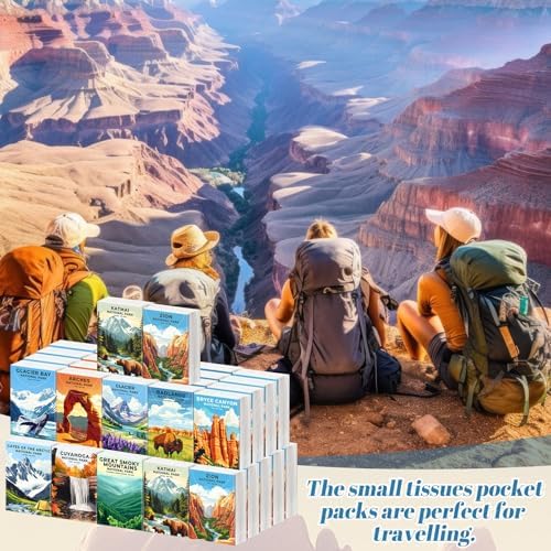 Outus 50 Pack National Park Travel Size Pocket Tissues, Camping Gifts