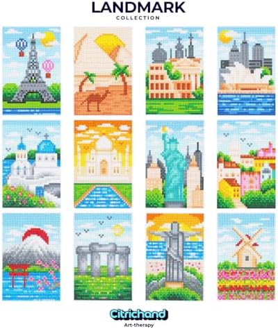 Citrichand Small Diamond Art Kits, City Landmarks 12 Pack for Adults