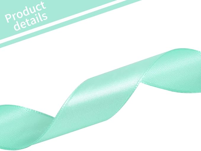 TONIFUL 1 Inch x 100yds Teal Turquoise Blue Satin Ribbon, Thin Solid Color - Image 3