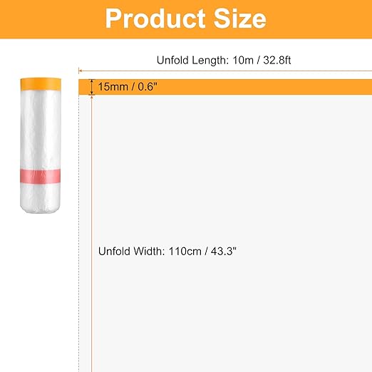 HARFINGTON 3 Rolls Pre-Taped Masking Film 43.3" x32.8ft Double Adhesive Tape - Image 2