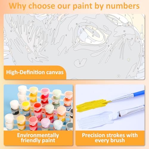 Mandun Animal Paint by Numbers Kit for Adults, 3 Pack, 7.8x11.8 inch