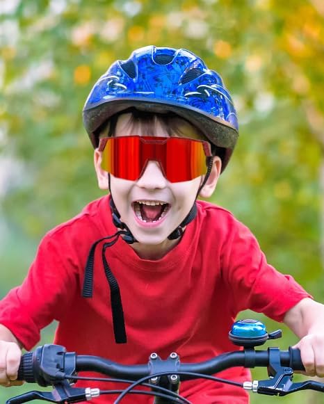 FEISEDY Kids Sunglasses Youth Baseball Sun Glasses, UV400 Sports Teens Cycling Shades for Boys Girls Age 8-16 B0048