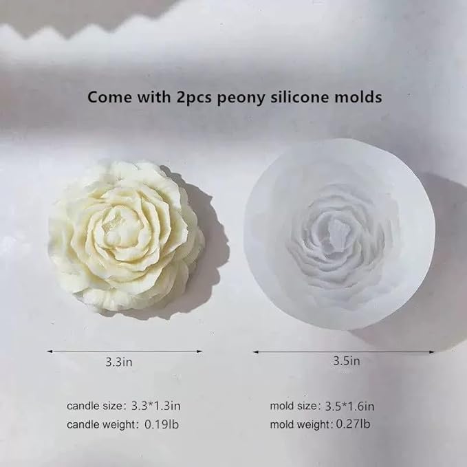 3D Peony Candle Mold 2Pack, Peony Molds - Image 2