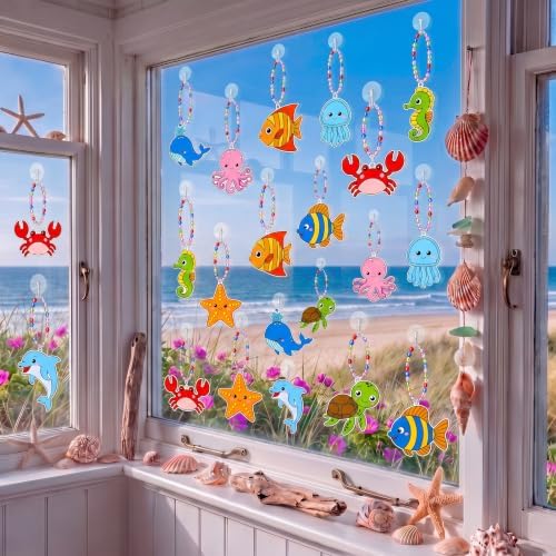 Dunzoom 30 Set Under the Sea Suncatcher Craft Kit Paint Summer 10 Designs