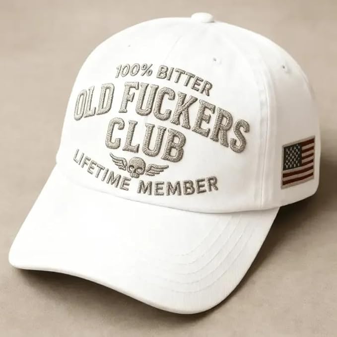 Old Fuckers Club-Vintage Baseball Cap, Hand-Embroidery Adjustable Wash Old Fuckers Club100% Bitter Lifetime Member Hat