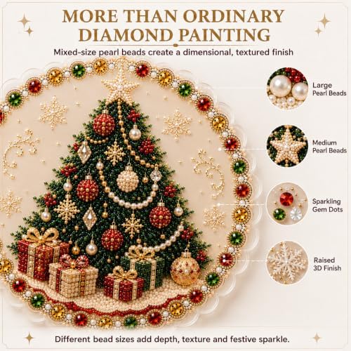 2 PCS Christmas Pearl Diamond Painting Suncatcher Kit, DIY Craft (#A, 8in)