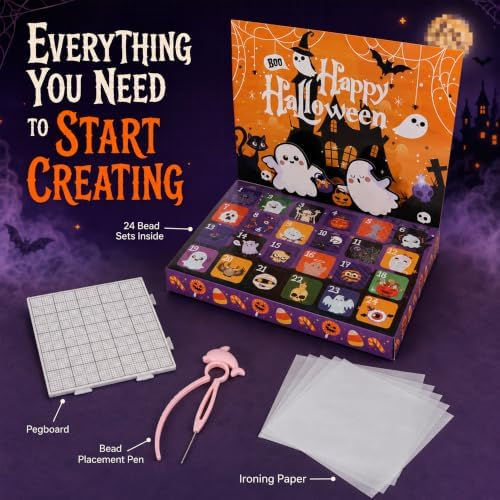 Halloween Fuse Beads Advent Calendar 2026, DIY Bead Craft Kit Blind Box