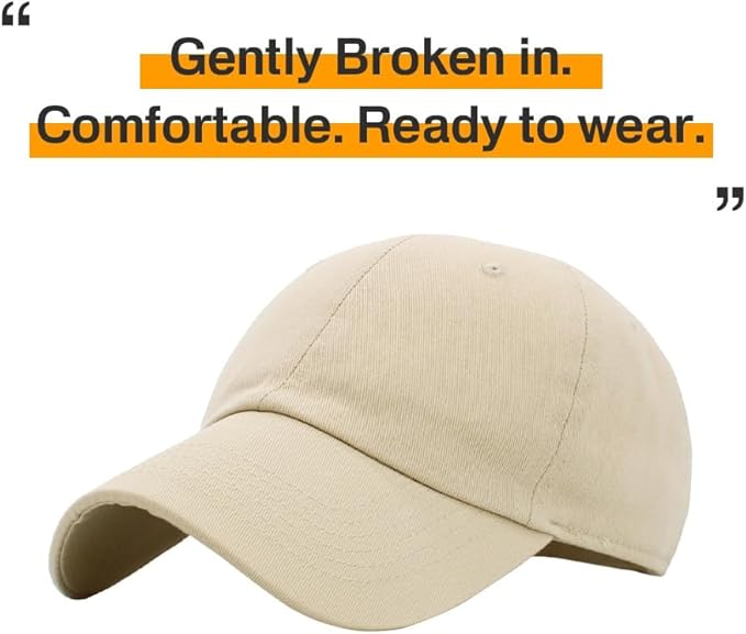 KBETHOS Classic Unisex Cotton Adjustable Low Crown Baseball Cap – Plain Dad Hat