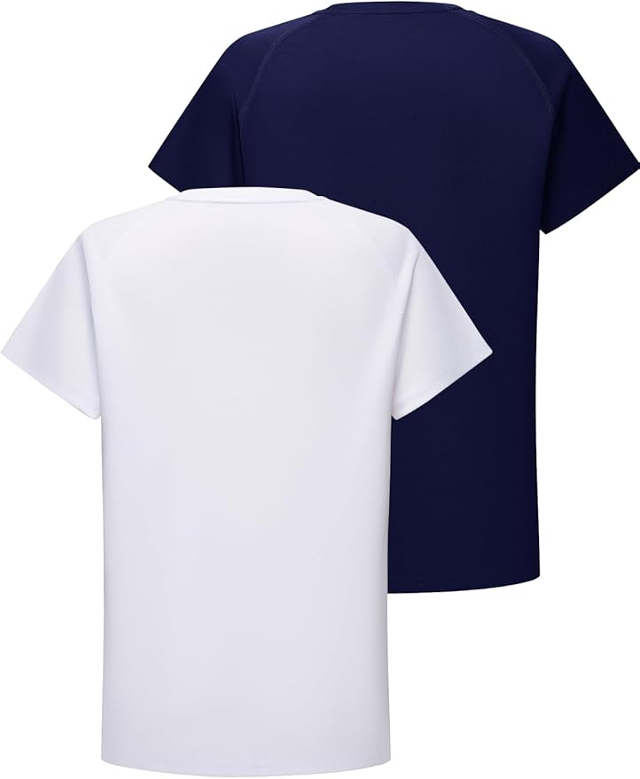 DEVOROPA Youth Boys Compression Shirt Long/Short Sleeve Football Baseball Undershirt Quick Dry Kids Sports Baselayer Crewneck