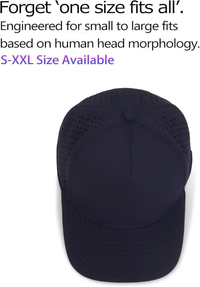 Zylioo Oversize XXL XL Performance Baseball Cap, High Profile 5-Panel Snapback Hat, Laser Cut Mesh Cap for Big Heads