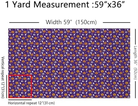 Feelyou Purple Halloween Soft Flannel Fabric by The Yard Kids 3 Yards Cute Ghost Bat Spider Web Upholstery Fabric Pumpkin Candy Spooky Trick or Treat for Home DIY Projects, Indoor Decor