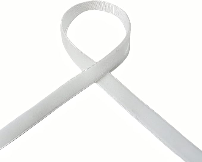 Vintage White Velvet Ribbon, 3/8 Inch X 25Yd - Image 3