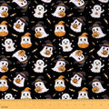 Feelyou Happy Halloween Soft Flannel Fabric by The Yard Kids 3 Yards Black Cute Ghost Upholstery Fabric Pumpkin Candy Spooky Trick or Treat for Home DIY Projects, Indoor Decor