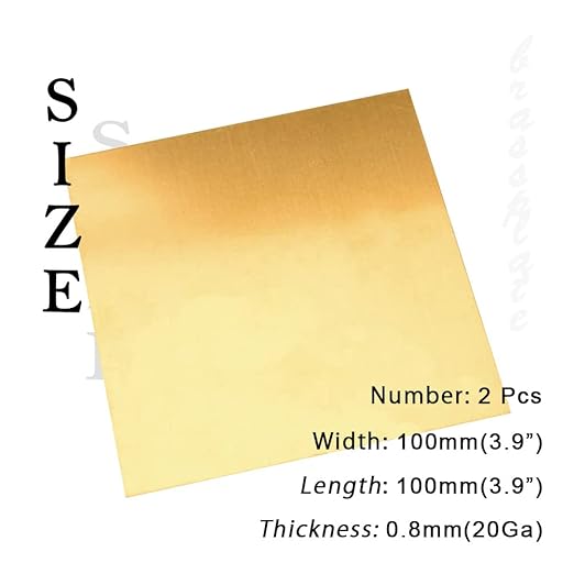 20 Gauge Brass Sheet，H62 Brass Plates Metal 0.031" Thickness x 3.9" Width x - Image 2