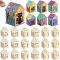 DoubleFill 12 Set Halloween Bird House Kits, Wooden House Crafts and Arts