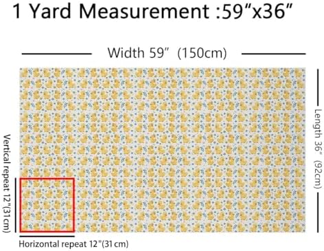 Cute Duck Fabric by The Yard,Lovely Farm Animal Soft Polyester No Stretch Fabric,Country Rustic Flowers Decorative Fabrics,Beige Yellow Crafts & Sewing Supplies,1 Yard,36" Lx59 W