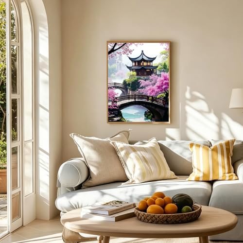 Cherry Blossom Paint by Numbers Kit for Adults with 32 Colors 16x20inch
