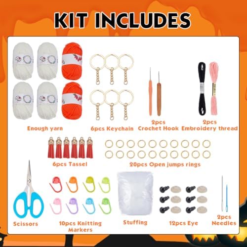ORIGACH 6 Set Halloween Ghost Crochet Kit for Beginners