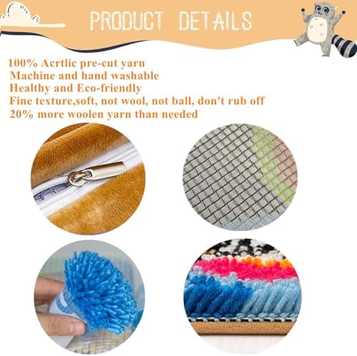 Ragdoll Cat Latch Hook Kits for Adults Beginners, Pre-Printed 17“ X 17"