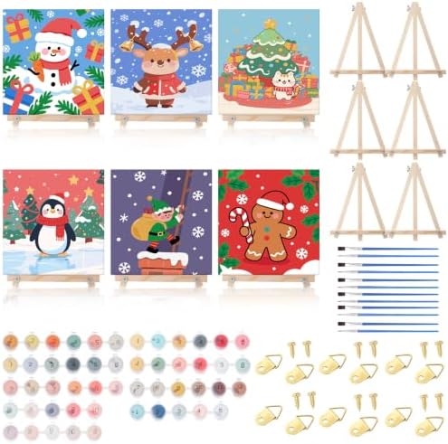 YooNotee 6 Pack Christmas Paint by Numbers Kit for Adult