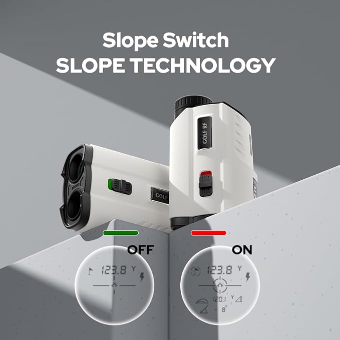 Golf Rangefinder with Slope, 1200 Yards Range Finder with High-Precision Flag Pole Locking Vibration, 7X Magnification, Rechargeable Battery