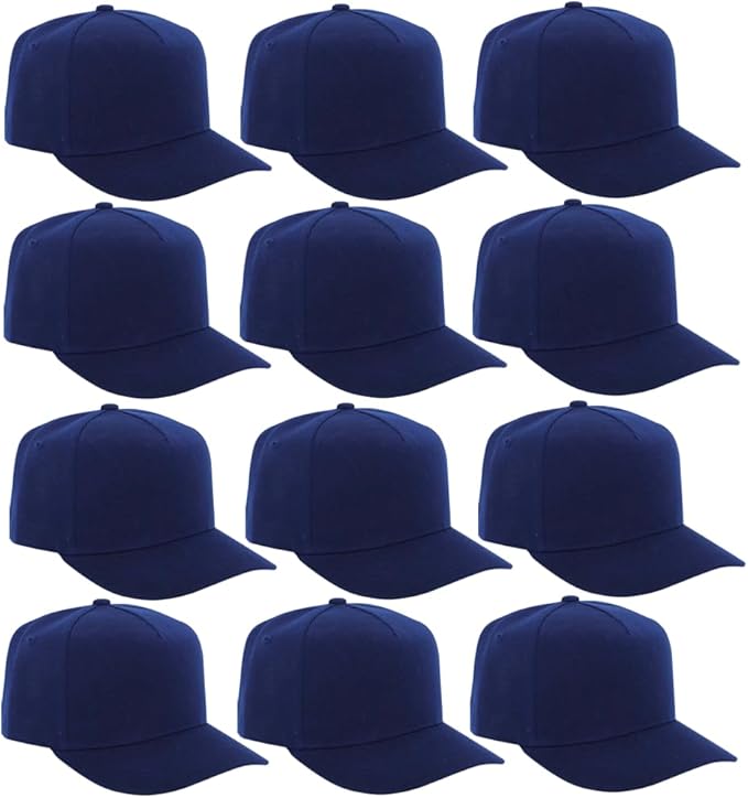 ZH 12 PC 5 Panel Baseball caps, Bulk Baseball caps, Customizable DIY Design, Wholesale Caps, One-Size-Fits-All