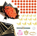CCYXSHOW DIY Glitter Roses Bouquet - 36 Pack Fall Everlasting Flowers Fake Shiny Bouquet Artificial Orange Rose Bouquet Kit, Anniversary, Engagement, Wedding, Birthday Party Gifts