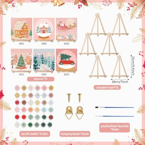 YooNotee 6 Pack Christmas Paint by Numbers Kit