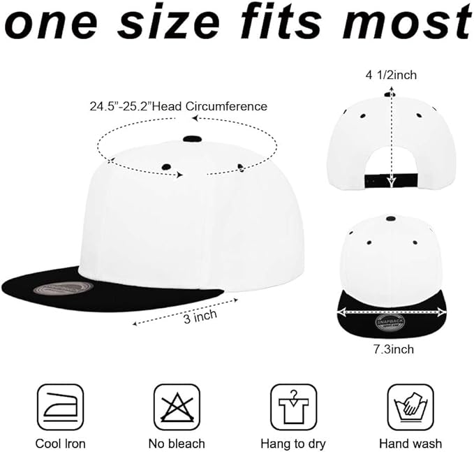 ZH Plain Flat Brim Snapback Baseball Caps Adjustable Blank Baseball Caps Wholesale 12 Pack