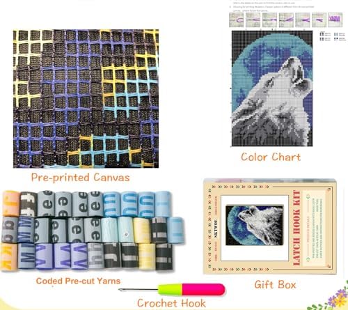 YOOTOM Wolf Latch Hook Rug Kits for Adult,Embroidery Wall Hanging Tapestry