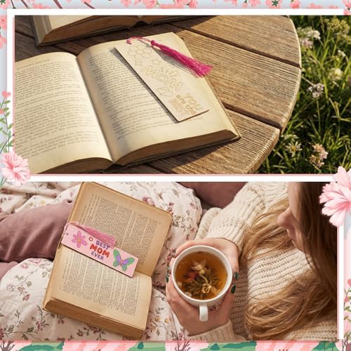 200 Pcs Mother's Day Wood Bookmarks to Color, Color Your Own with Tassels