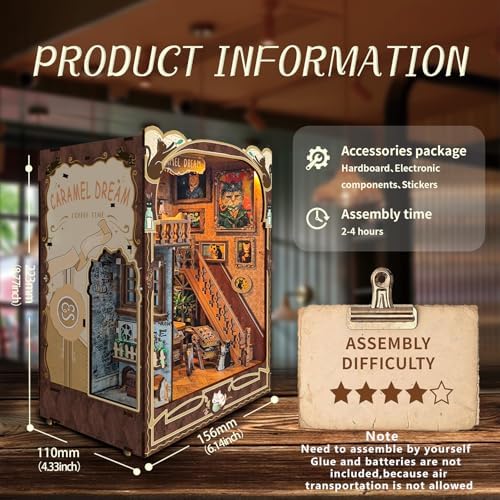 Roroom DIY Miniature House Kit, Book Nook Kit with LED Light,3D Wooden Puzzle Miniature Dollhouse Kit for Bookshelf Decor-Creative Gift for Family and Friends (Magic ACADEMY)