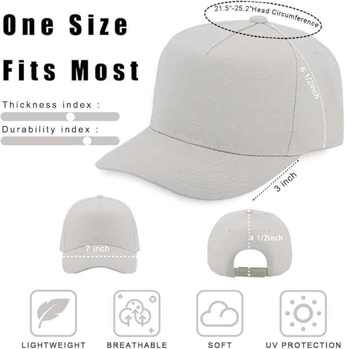 ZH 12 PC 5 Panel Baseball caps, Bulk Baseball caps, Customizable DIY Design, Wholesale Caps, One-Size-Fits-All