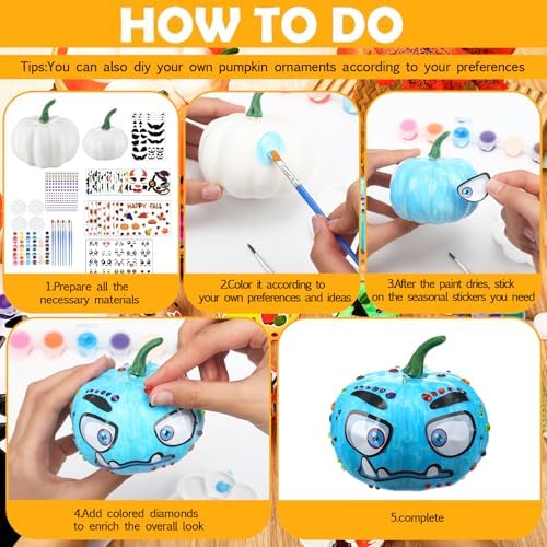 Simgoing 36 Sets Pumpkin Painting Kits Fall Halloween Crafts, Spooky Face