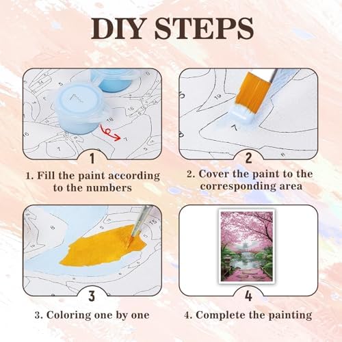 PHANTASYART Cherry Blossom Paint by Numbers Kit for Adults 16x20inch
