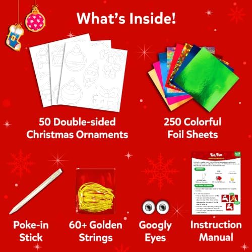 Skillmatics Foil Fun Christmas Ornaments, Foil Art, Gifts for Boys & Girls