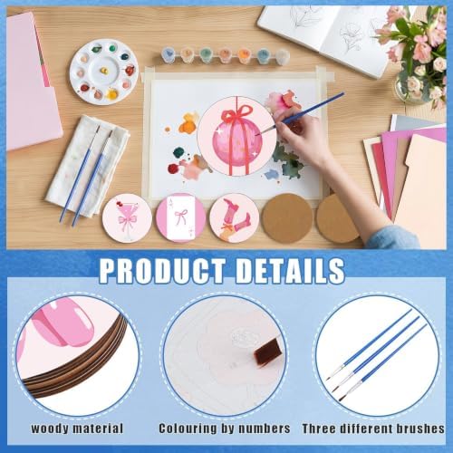 8 Pack Modern Paint by Numbers Kits Coasters with Holder Cork Pads