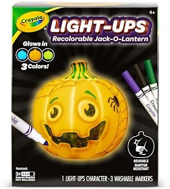 Crayola Light-Ups - Jack-O-Lantern, Reusable Light Up Pumpkin Toy, Halloween Craft, Cute Glow in The Dark Decor & Night Light, Halloween Toy, Ages 4, 5, 6